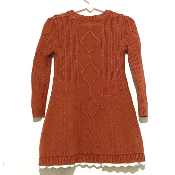 Cupcakes and Cashmere Girls Daisy Burnt Orange Sweater Dress Size 4 Cable Knit - Picture 2 of 6